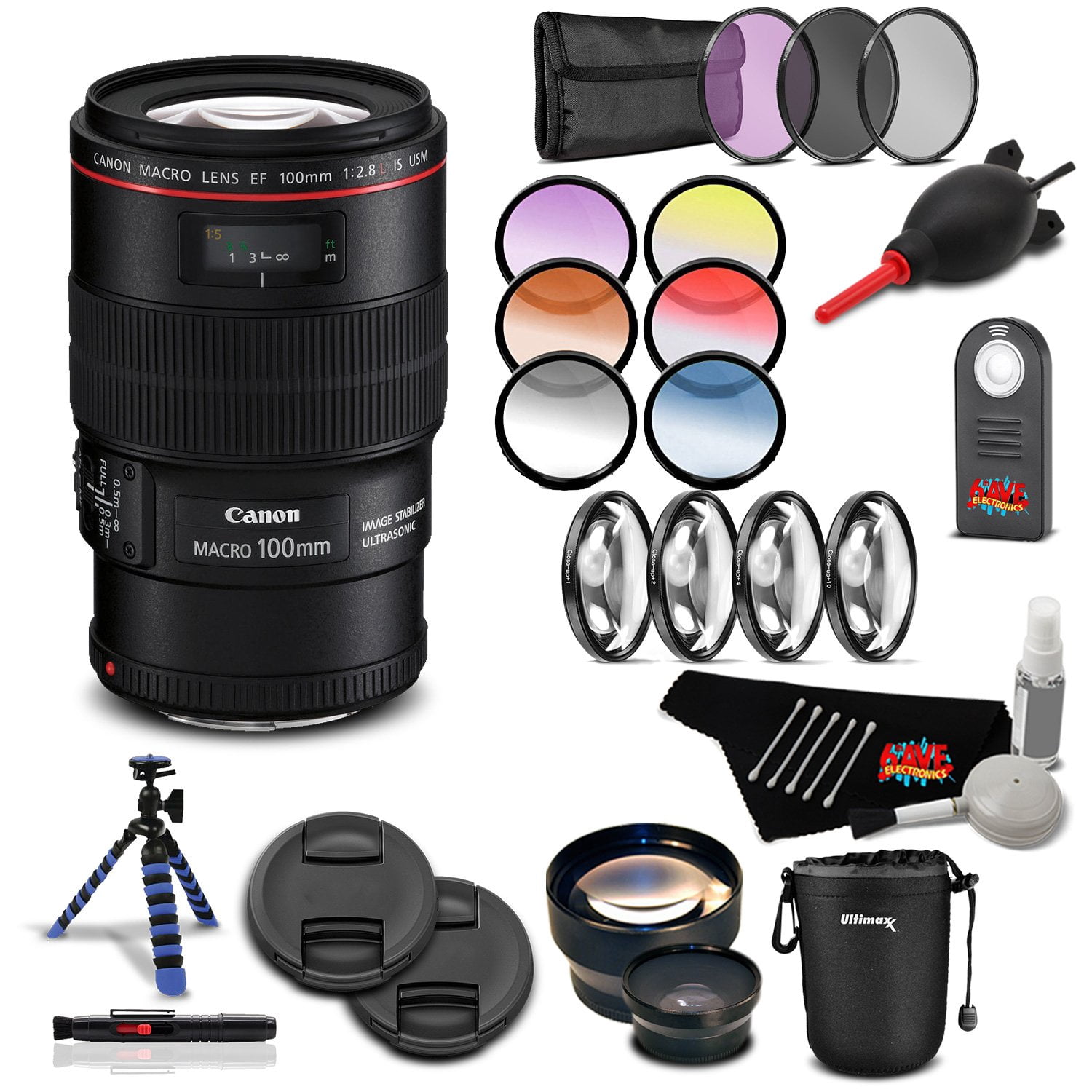 Canon EF 100mm f/2.8L Macro is USM Lens Professional Kit Bundle