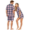 thumbnail image 4 of Dwelliawo Men's Pajama Sets Button Up Pajamas for Women Matching Pajamas Mens Pajamas Set Shorts Couple Pajamas Matching Sets Pajama Sets With Pockets Red L, 4 of 5