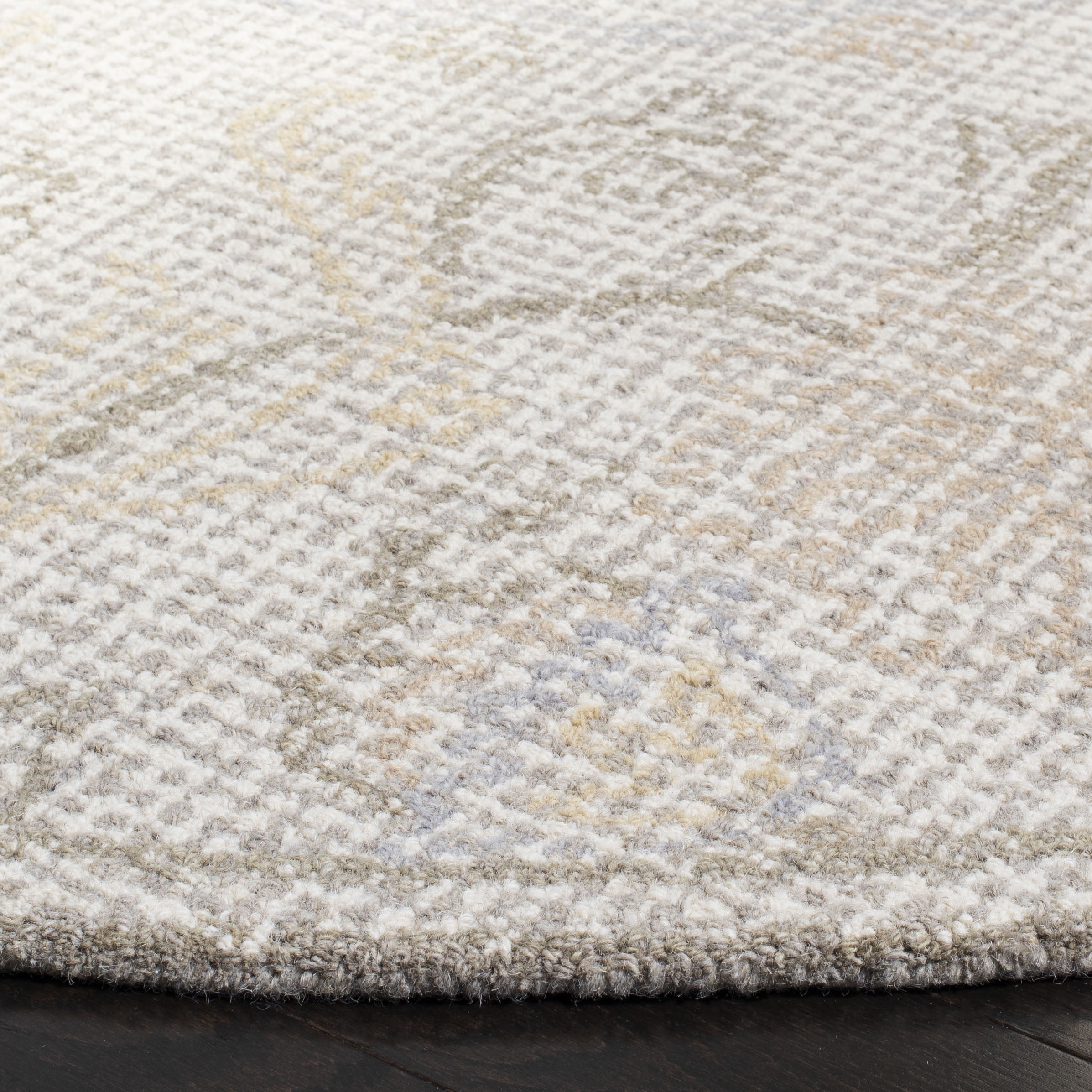 SAFAVIEH Abstract Elouise Geometric Wool Area Rug, Light Gray/Ivory, 6' x 6' Round