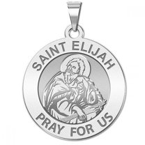 PicturesOnGold.com Saint Elijah Round Religious Medal Female Adult - 2/3 inch Size of Dime, Sterling Silver
