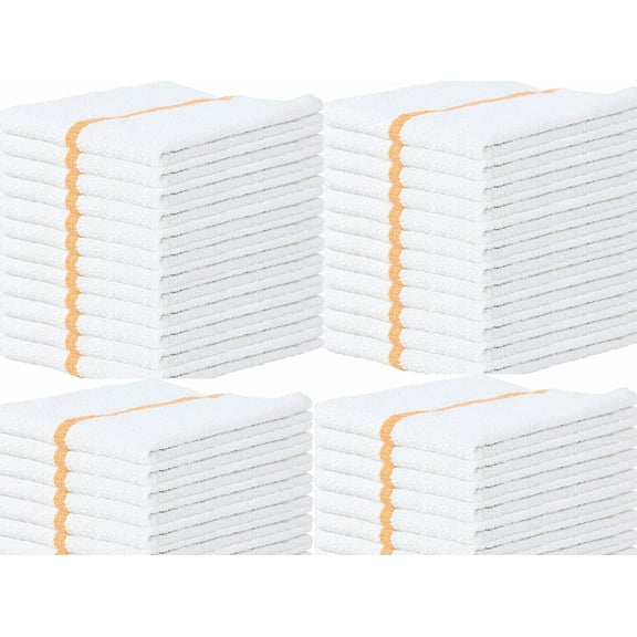 60 Kitchen Cleaning Towels, 16x19 Bar Mop Towels, 30oz Commercial Bar Mop Towels (Gold Stripe) Towels N More