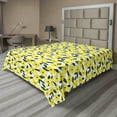 thumbnail image 1 of Floral Flat Sheet, Big Bold Flowers Summer Tone Colors Leaves Artwork on a Plain Background, Soft Comfortable Top Sheet Decorative Bedding 1 Piece, 6 Sizes, Yellow and Dark Teal, by Ambesonne, 1 of 1