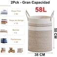 thumbnail image 2 of 2 Pack Cesta de Lavandería de Cuerda Tejida con Asas - Multiusos Cesto para Ropa Sucia, Canasta Ropa Organizadora, para Mantas, Sala de Estar, Dormitorio, Baño, 2 of 4