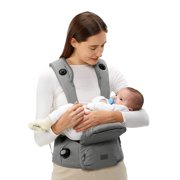 Bc Babycare Hexa Effortless Carrier, Ergonomic Carrier with Hip Seat Lumbar Support (Newborn to Toddler), Gray