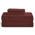thumbnail image 4 of NC Home Fashions Geometric Trim Embroidered microfiber bed Sheet Sets, 4-pieces, ultra soft, King, Marsala, 4 of 4