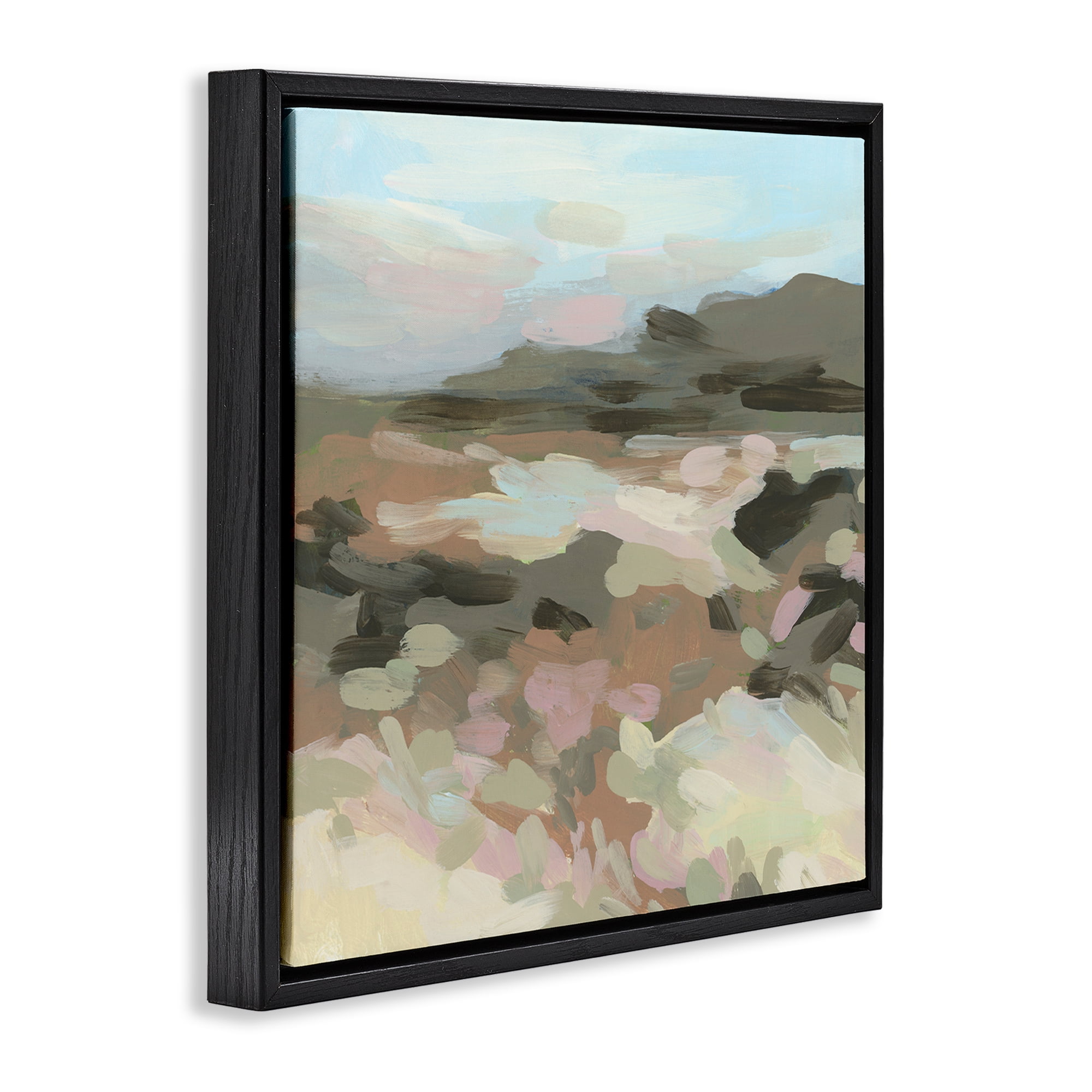 Stupell Industries Modern Brushed Landscape Landscape & Nature Painting Black Floater Framed Canvas Art Print Wall Art, 18 x 18