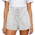 thumbnail image 7 of longantii Shorts for Women Trendy Summer Casual Loose Comfy Elastic Waist Drawstring Shorts with Pockets Beach Vacation Clothes White XXL, 7 of 7