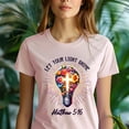 thumbnail image 5 of Christian Let Your Light Shine Matthew 5:16 Bible Verse T-Shirt, Heliconia, Size 3XL, 5 of 6