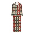 thumbnail image 4 of Puntoco Pijama de mujer con cuello en V y manga larga con estampado navideño para otoño e invierno, 4 of 5