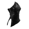 thumbnail image 5 of Wang6 Women One Shoulder PU Tank Tops Trendy Sleeveless Leather Cami Tops Side Zipper Irregular Hem T Shirts Tops Black S, 5 of 7