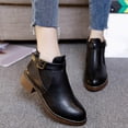 thumbnail image 2 of NECHOLOGY Zapatos Botines mujer Botines de de otoño e invierno para mujer punta redonda tacón bajo hebilla felpa corta comodidad cálida Color sólido estilo informal Simple (Black 8), 2 of 7