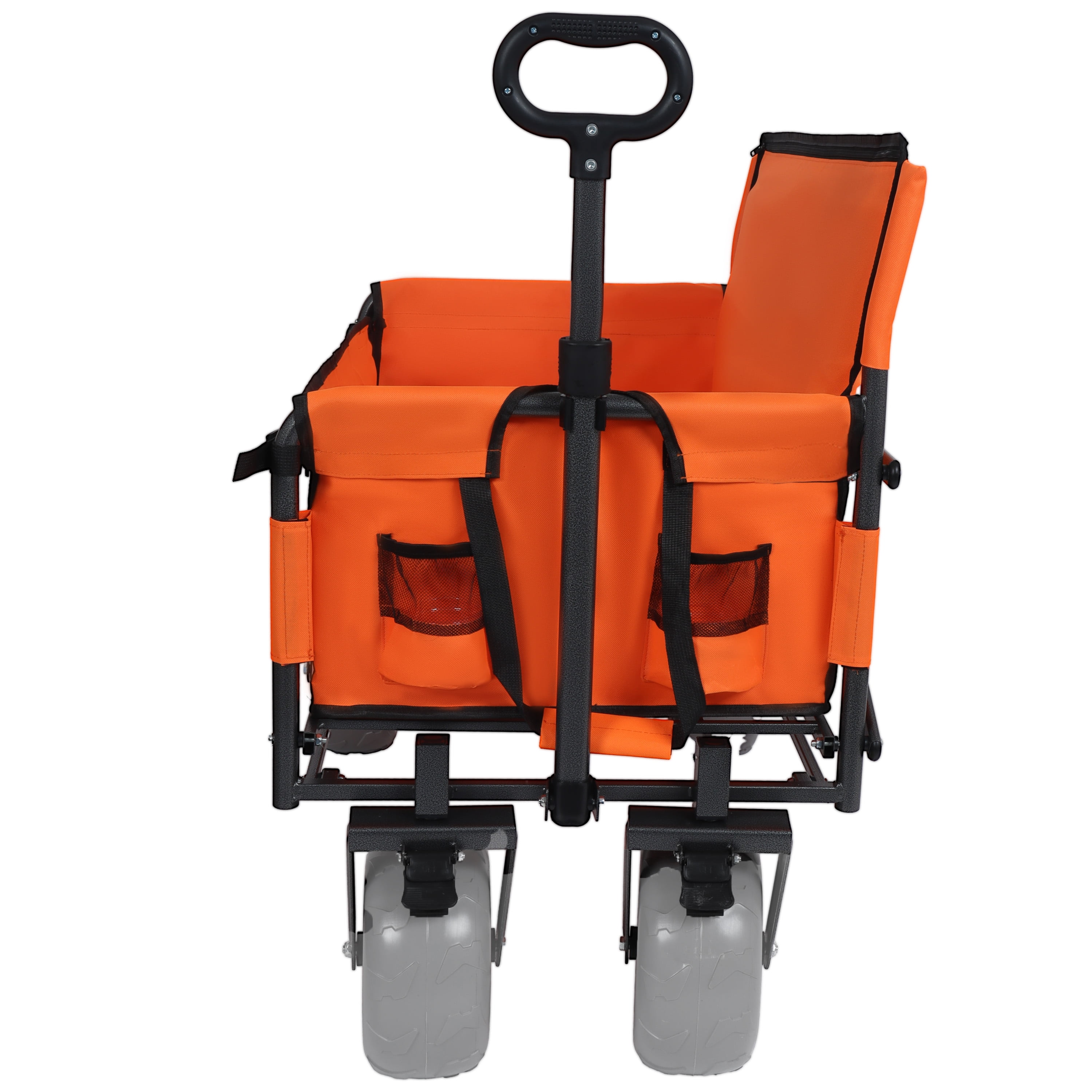 3-in-1 Folding Wagon with Bench Seat & Rear Folding Tabletop, 500lbs Capacity, 9"x4" All-Terrain Beach Tires, Collapsible Utility Cart for Camping Beach Outdoor