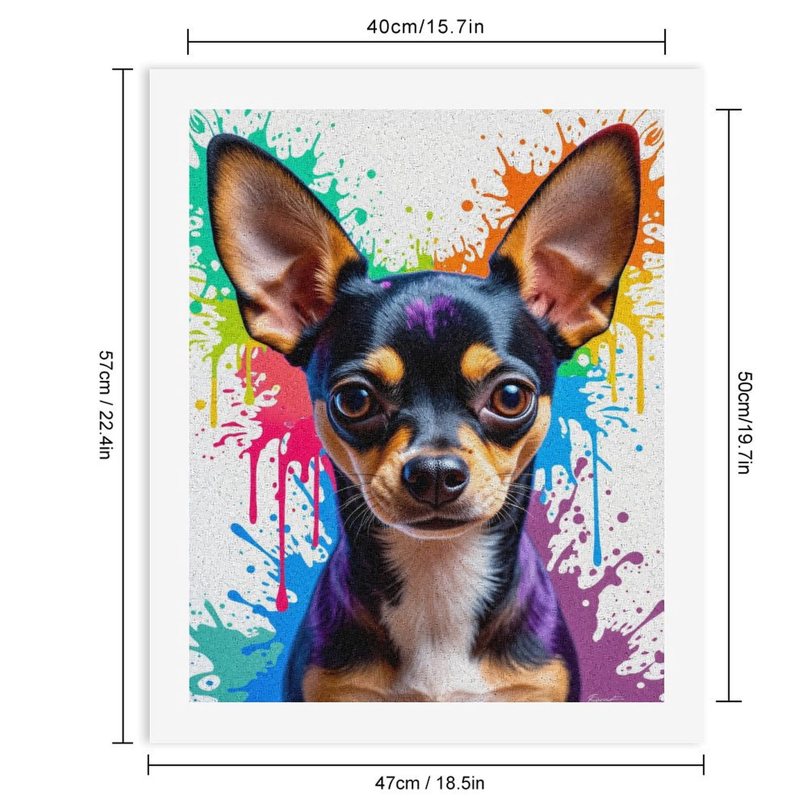 Paint By Numbers Kit for Adults Beginner - DIY Chihuahua Colorful Art Splatter Canvas Painting Kits for Adults, Frameless Paint By Number for Adults for Home Wall Decor 16x20 Inch