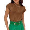 thumbnail image 3 of Summer Womens Short Sleeve Sweater Mock Neck Casual Basic Knit Slim Fitted Pullover Tops, 3 of 4