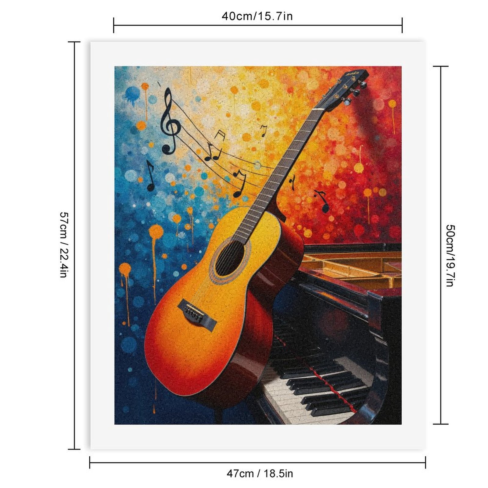 Paint By Numbers Kit for Adults Beginner - Guitar Piano Musical Notes Art DIY Canvas Painting Kits for Adults, Frameless Paint By Number for Adults for Home Wall Decor 16x20 Inch