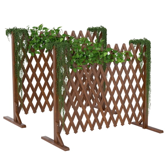AIWFL 2 Pack Wood Fence, Extendable Instant Lattice Fence, Retractable Pet Gate for Indoor & Outdoor, Garden, Yard, Home