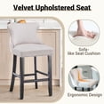 thumbnail image 3 of Bar Stools Set of 2, LegaHome 26" Counter Height Bar Stools with Back Sets of 2, Velvet Upholstered Bar Stool with Button Tufted & Nailhead Trim, Counter Stool for 35-39" Kitchen Island, Beige, 3 of 8