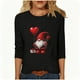 thumbnail image 2 of RKSTN Valentine's Day 3/4 Length Sleeve Womens Tops Oversized Crewneck Valentines Graphic Print Short Sleeve T Shirts Womens Casual Solid Round Neck Loose Three Quarter Sleeve Shirt Spring Clothes, 2 of 6