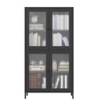 thumbnail image 6 of 59" Metal Storage Cabinet Display Cabinet with 4 Glass Doors & 4 Shelves,Cabinet Bookcase Side Cabinet for Home Office Living Room,Black 01, 6 of 8