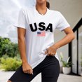 thumbnail image 1 of Camiseta Mujer Camiseta con la bandera americana para mujer, camiseta de manga corta con letras, camisetas de calle (blanco M) Cgtredaw Para estrenar, 1 of 6