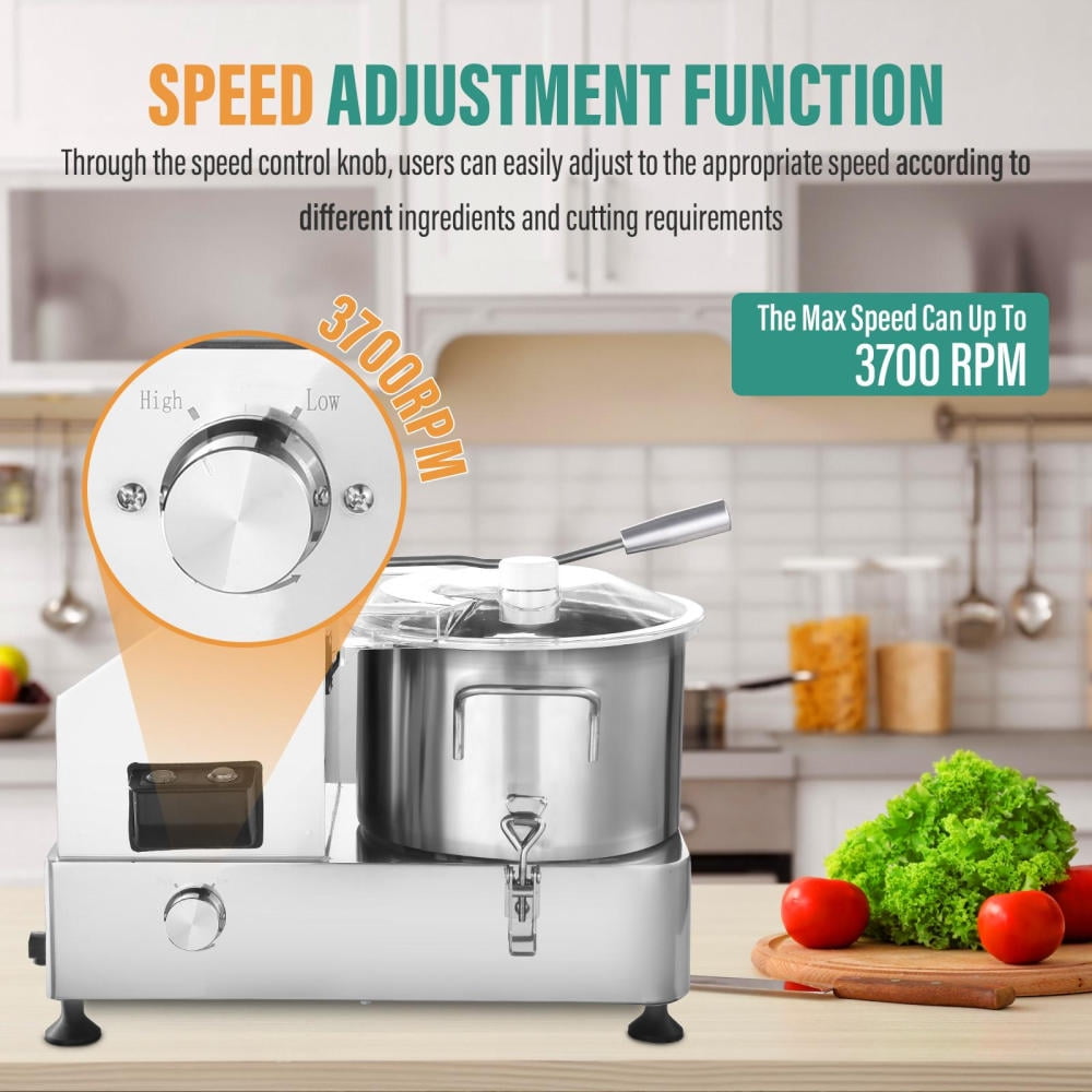650W Commercial-Grade Food Processor, Large Capacity Stainless Steel Chopper for Bulk Fruit Vegetable Prep, Cafeteria Use