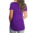 thumbnail image 3 of Uhndy Women's Short Sleeve V-Neck Loose Casual Solid Color T-Shirt Summer Top, Women's Short Sleeve V-Neck Shirt, Women's Basic/Solid Color T-Shirt锛孭urple L, 3 of 5