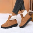 thumbnail image 2 of Pandaie Winter Snow Boots for Women Warm Cotton Fleece Lined Ankle Booties Lace up Slip on Outdoor Platform Walking Shoes Brown 7, 2 of 5