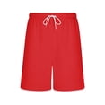 thumbnail image 6 of lcziwo Men's Gym Shorts Summer Holiday Elastic Waist Hiking Shorts with Pockets Beach Fishing Outdoor Drawstring Shorts Red L, 6 of 8