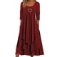 thumbnail image 1 of Vestido holgado de manga larga con fruncidos para mujer - Cuello redondo, fluido, poliéster, informal/para todas las ocasiones - S-XXL, 1 of 4