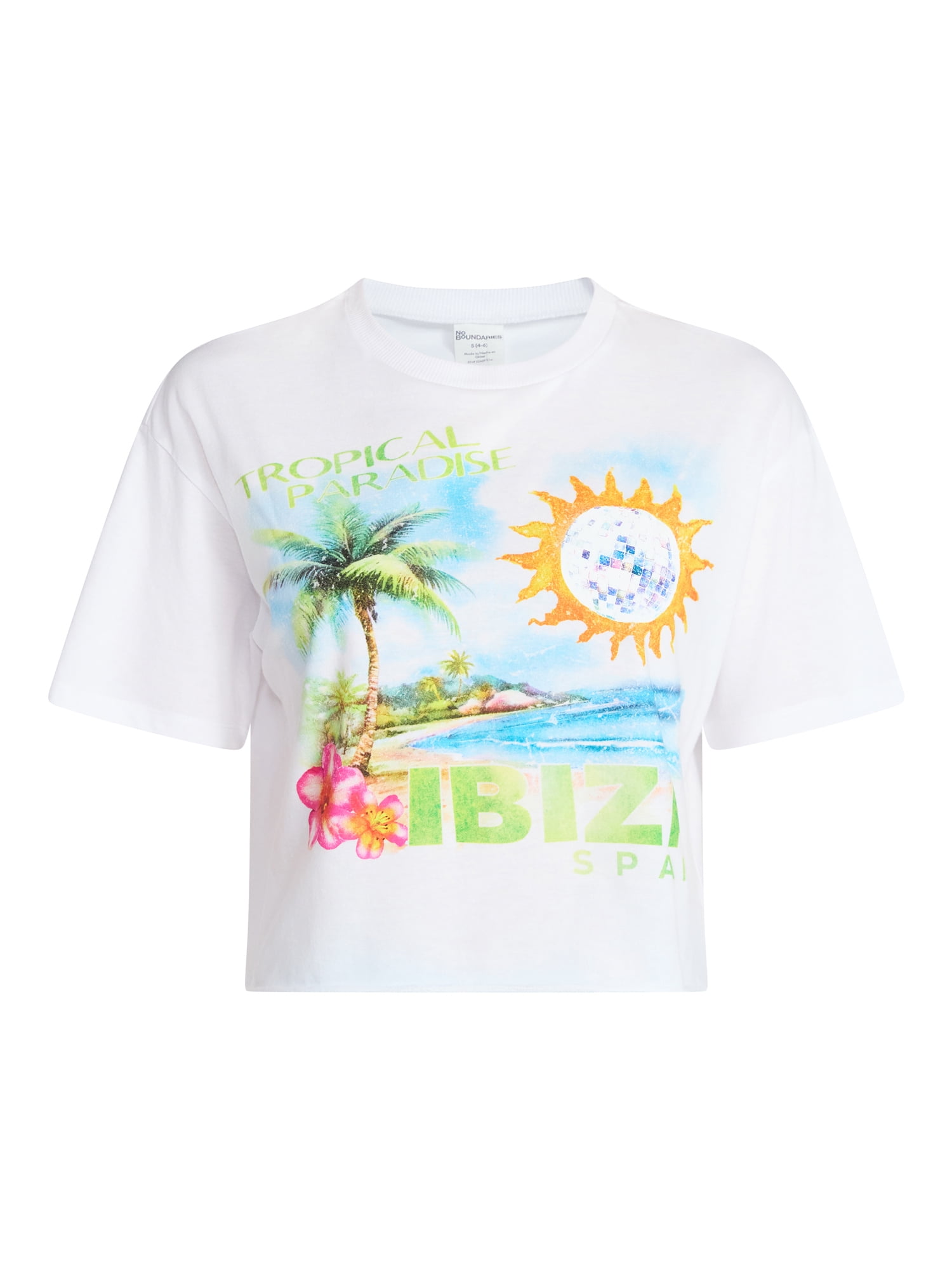 No Boundaries Boxy Cropped Graphic Tee, Women's XXS-XXL