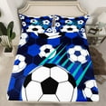 thumbnail image 2 of Feelyou Cartoon Soccer Boys Twin Sheet Sets, Graffiti Honeycomb Twin Fitted Sheet, Football Rugby Game Flat Sheet, Luxury Bedroom Decor, 3-Piece, 2 of 7