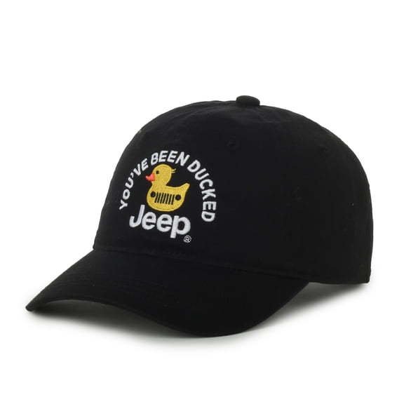 Jeep "You've Been Ducked" Logo Unstructured Dad Hat, Black, Low Profile Washed Cotton Cap