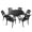 Black, variant on Aluminum 7pc Hexagon Rose Patio Dining Set, Lazy Susan, Six Chairs
