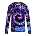 thumbnail image 5 of Dagegui Mens Crew Neck Shirts Tie-Dye Long Sleeve T-Shirts Big and Tall Outdoor Athletic Shirt Fall Clothes Gradient Color Casual Pullover Tops Purple,S, 5 of 5