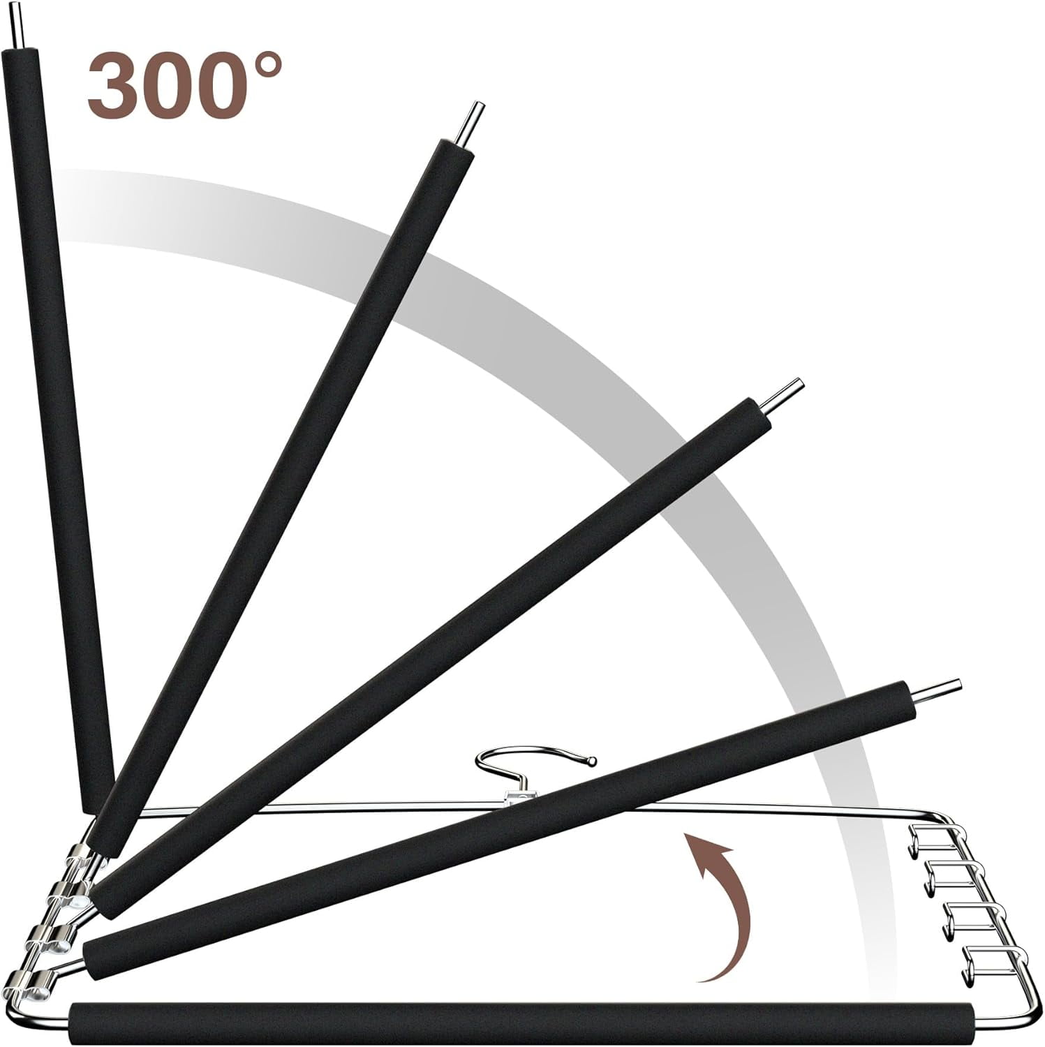 Pants Hangers Space Saving - 4Pack, 5 Layers Space Saving Hangers, Sturdy Stainless Steel Pant Rack with Anti-Slip Swing Arm, Closet Organizers and Storage for Trousers Jeans