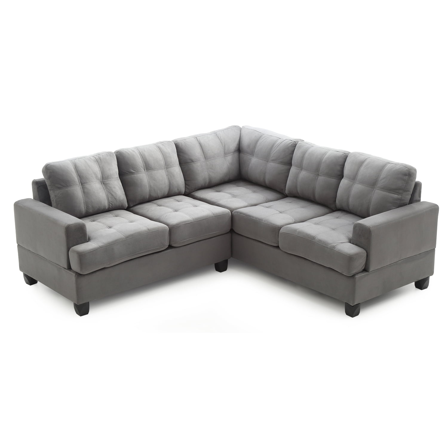 Glory Furniture Sandridge Microsuede Sectional in Gray