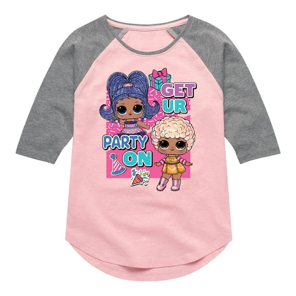 LOL Surprise! Dolls - Get UR Party On - Toddler & Youth Girls Raglan Graphic T-Shirt