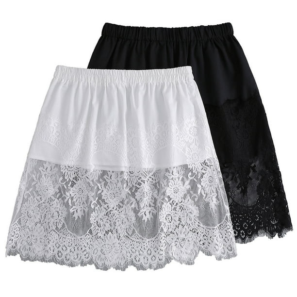 2 piezas de falda interior de moda, falda inferior, falda de extensión para camisa de barrido para mujeres y niñas