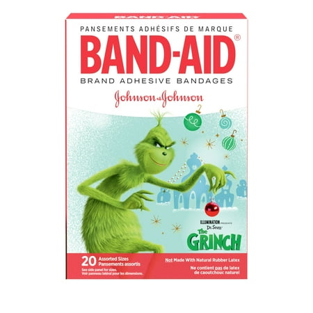 Band-Aid Bandages, Dr. Seuss The Grinch, Assorted Sizes 20 ct