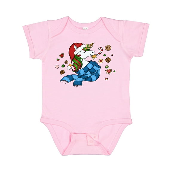 Inktastic Cute Christmas Unicorn with Cookies Boys or Girls Baby Bodysuit