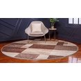 thumbnail image 2 of Unique Loom Autumn Collection Abstract Checkered Casual Warm Toned Round Rug, 3 Feet 3 Inch, Beige/Dark Brown, 2 of 5