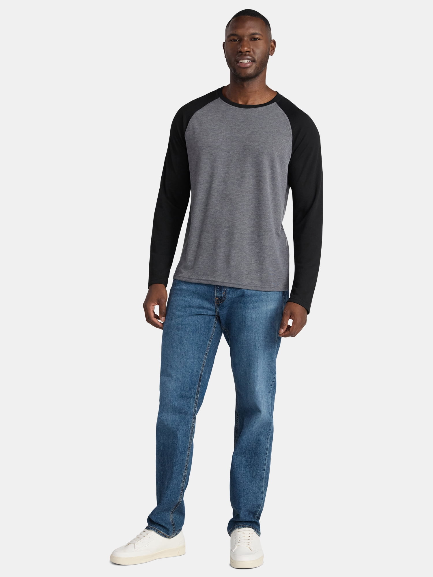 George Men's & Big Men's Relaxed Fit Raglan Tee with Long Sleeves