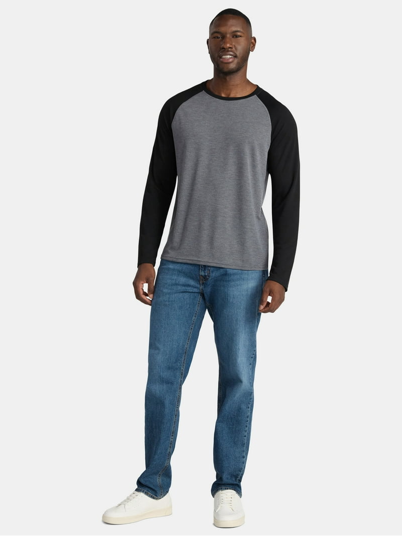 George Men's & Big Men's Relaxed Fit Raglan Tee with Long Sleeves