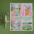 thumbnail image 2 of PixonSign Framed Wall Art Vibrant Spring Landscape and Pineapple Colorful Illustrations Posters, Set of 4 Preppy Room Multicolor Nature Wilderness Canvas Prints for Home Decor - 12"x16" White, 2 of 5