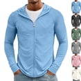 thumbnail image 2 of Sun Shirts for Men Long Sleeve UV Protection UPF 50+ Fishing Hiking Shirt Full Zip Up Hoodie Lightweight Hooded Jacket,Blue,XL, 2 of 10