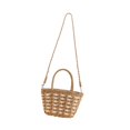 thumbnail image 4 of Bolsa tejida con cordón de papel y correa de hombro desmontable con cremallera Marrón, 4 of 9