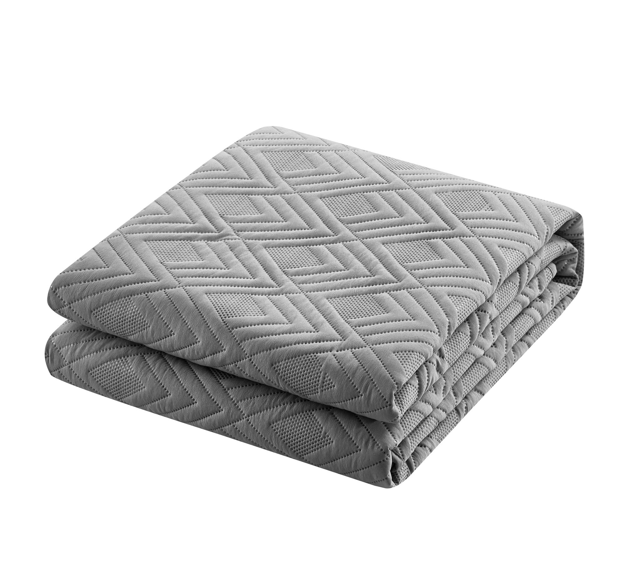 NY&C Home Marling 7-Piece Quilt Set Contemporary Geometric Diamond Pattern, King, Grey
