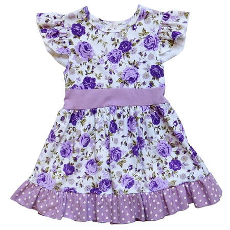 Away Soccer Dress So Sydney Toddler or Girls Ruffle Bottom Flutter Sleeve Spring Summer Short Sleeve Stretch Cotton Dress ()