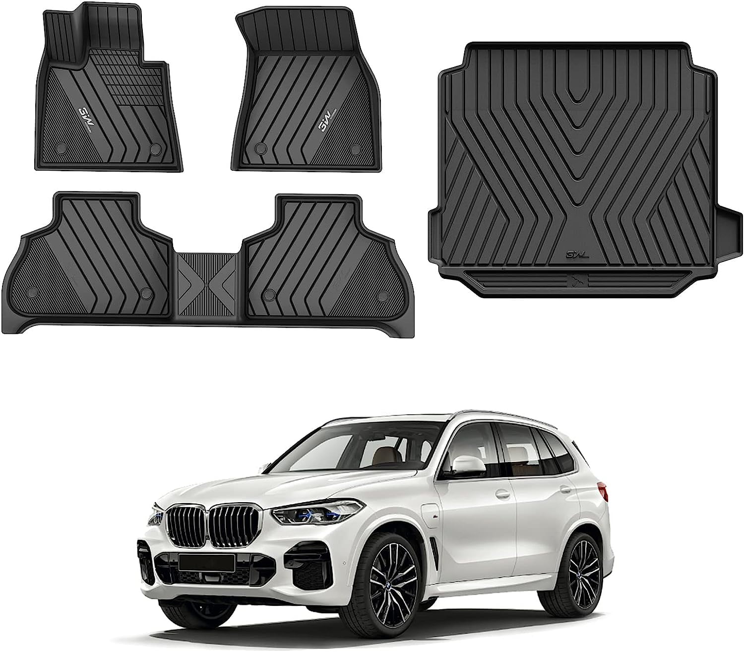 3W Floor Mats&Cargo Liner for BMW X5 (20192023) TPE All Weather Custom