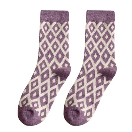 

3 Pairs Socks for Women Women Purple Series Mid Tube Socks Mid Tube Autumn And Winter Thickened And Velvet Diamond Shaped Wool Socks Womens Socks